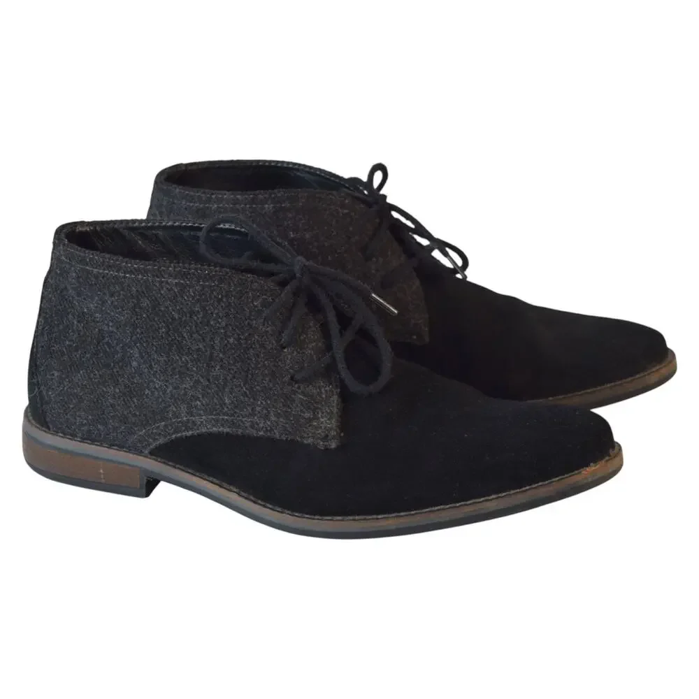 Alfani Men’s Suede Leather Chukka Boots — Black and Grey, Size 8.5